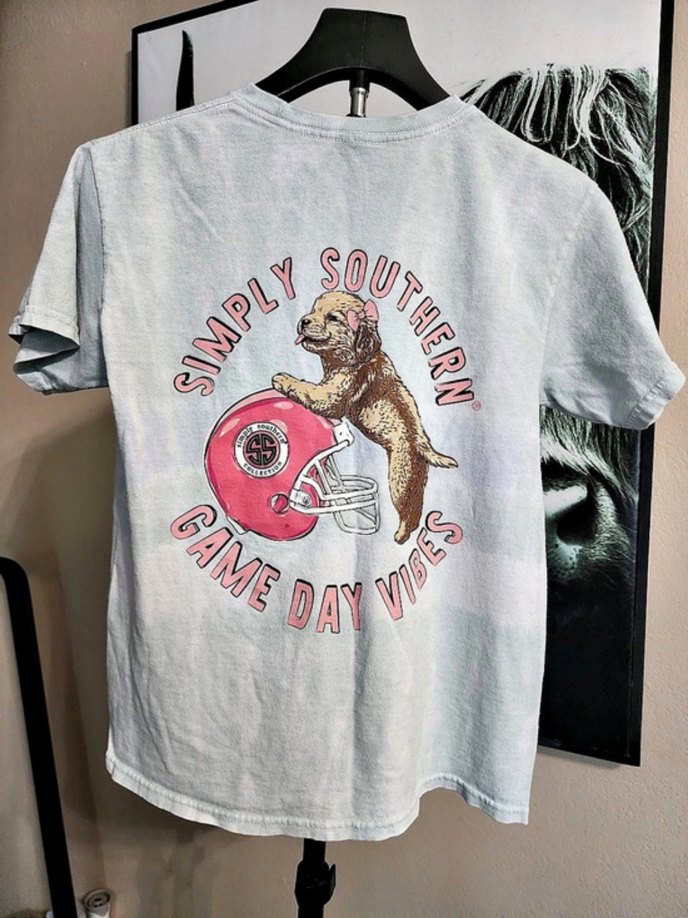 Simply Southern Game Day Vibes Puppy Football Short Sleeve T-Shirt Tee White &